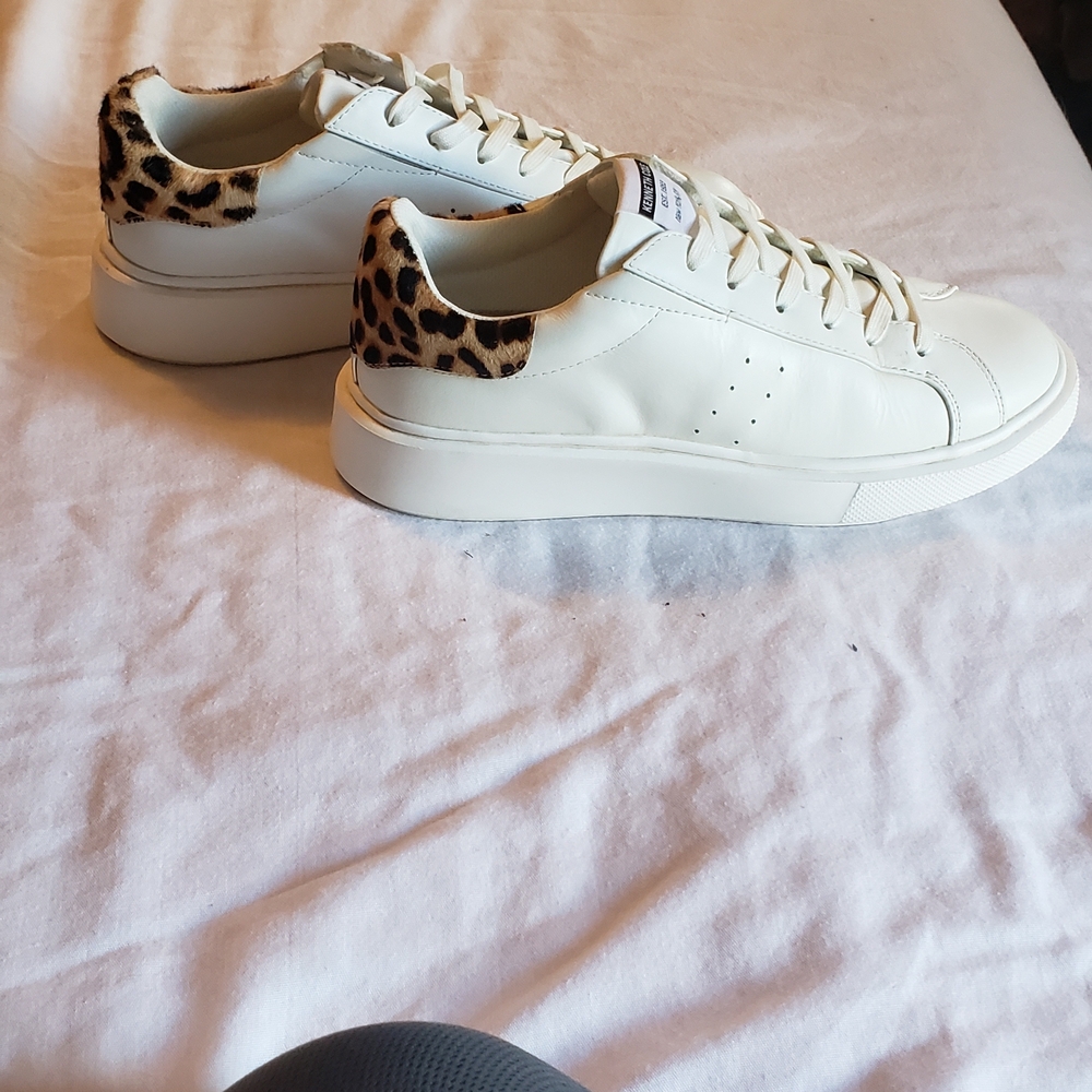 Kenneth Cole White and Leopard Print Athletic Shoes